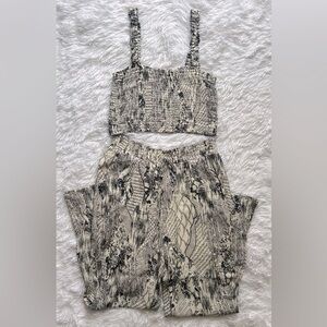 Paper Crane Monochrome Patterned Wide Leg Jumpsuit